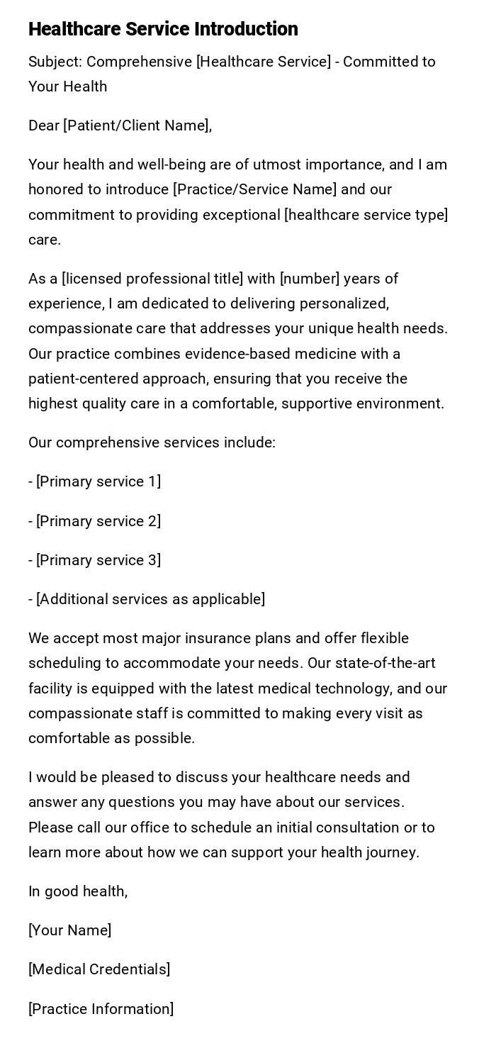 Healthcare Service Introduction Healthcare Service Introduction