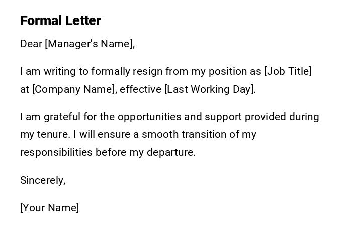 Formal Letter Formal Letter