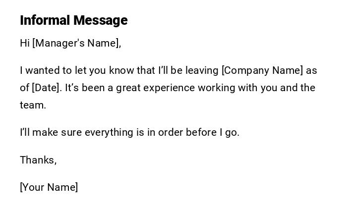 Informal Message Informal Message