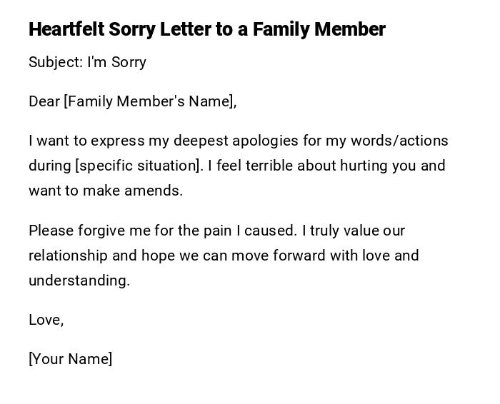Heartfelt Sorry Letter to a Family Member Heartfelt Sorry Letter to a Family Member