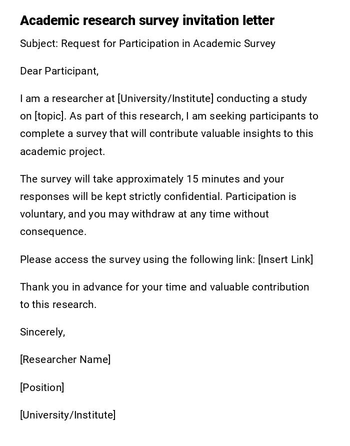 Academic research survey invitation letter Academic research survey invitation letter