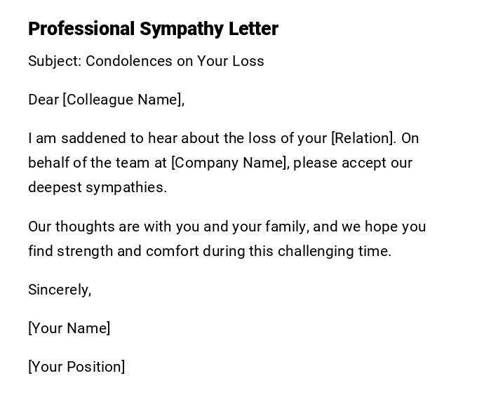 Professional Sympathy Letter Professional Sympathy Letter