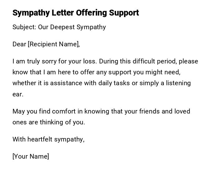 Sympathy Letter Offering Support Sympathy Letter Offering Support