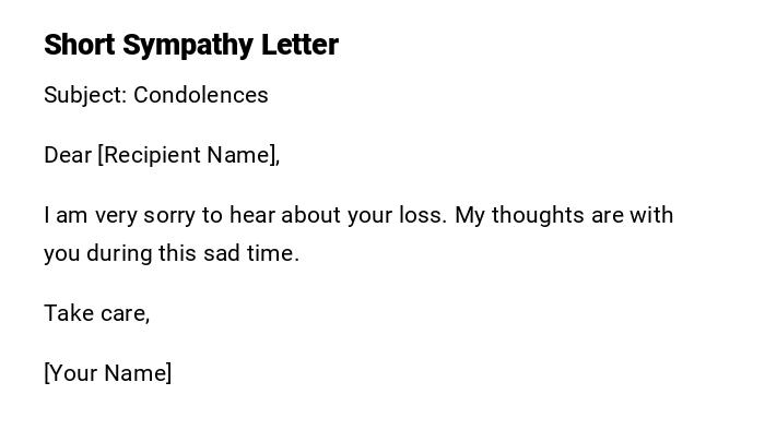 Short Sympathy Letter Short Sympathy Letter