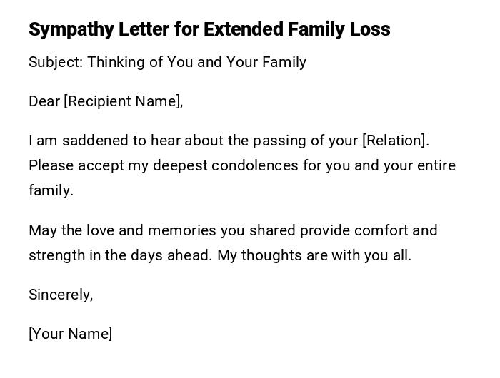 Sympathy Letter for Extended Family Loss Sympathy Letter for Extended Family Loss