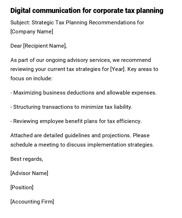 Digital communication for corporate tax planning