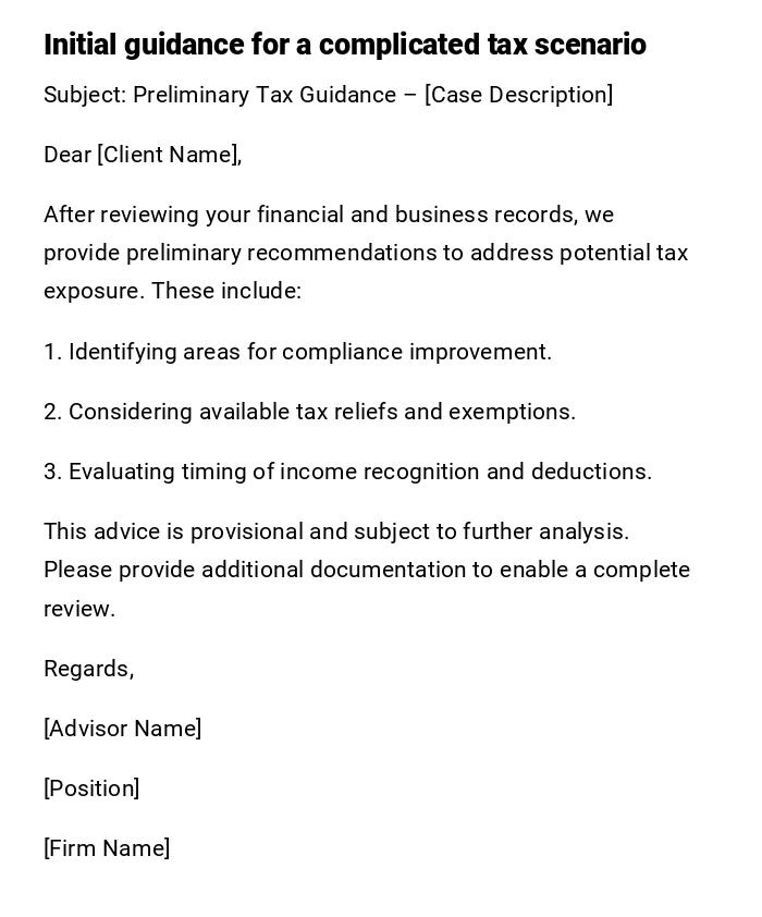 Initial guidance for a complicated tax scenario