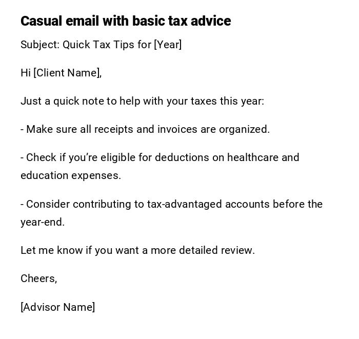 Casual email with basic tax advice