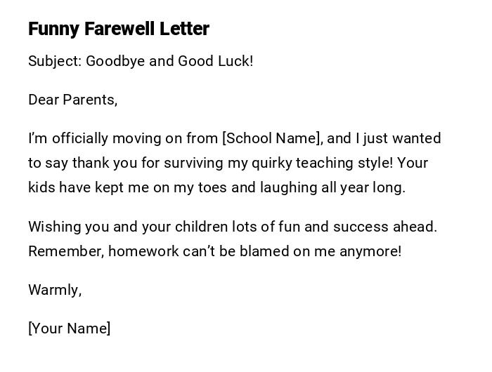 Funny Farewell Letter Funny Farewell Letter