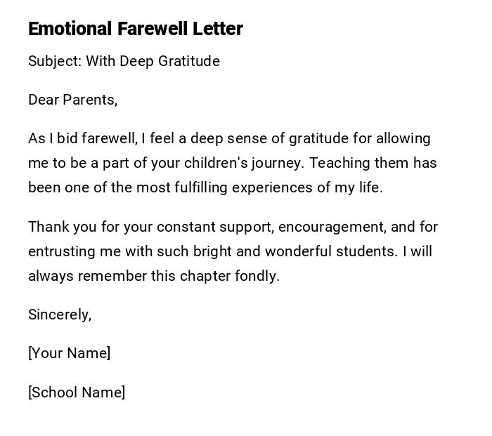 Emotional Farewell Letter Emotional Farewell Letter