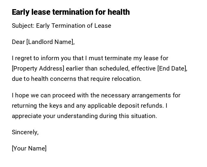 Early lease termination for health Early lease termination for health