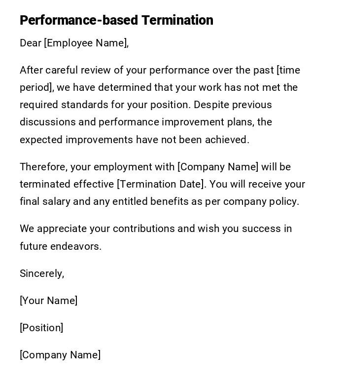 Performance-based Termination Performance-based Termination