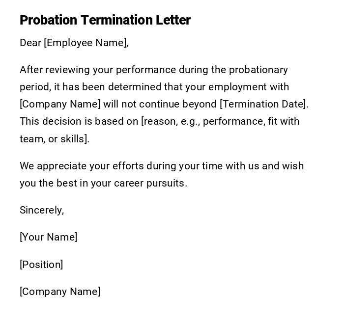 Probation Termination Letter Probation Termination Letter