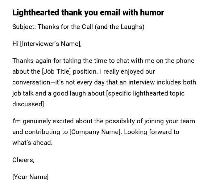 Lighthearted thank you email with humor Lighthearted thank you email with humor