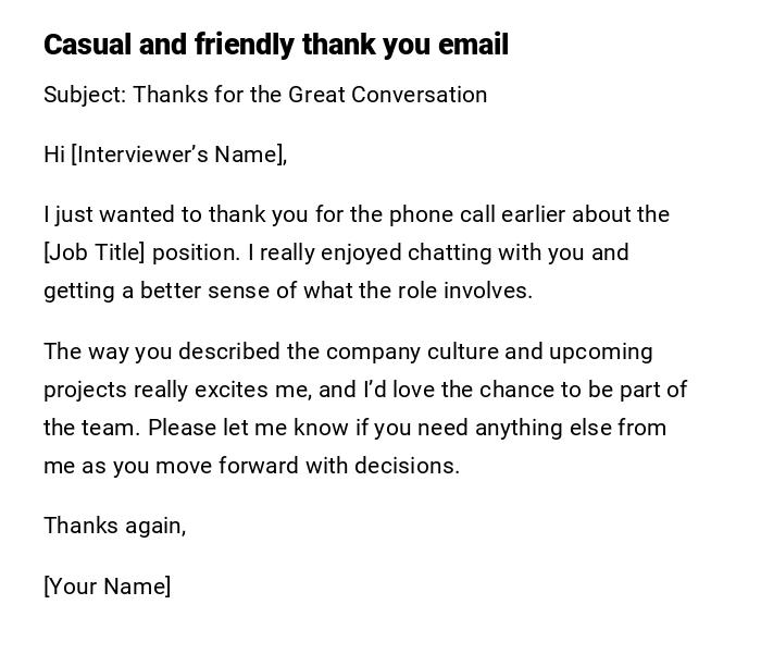 Casual and friendly thank you email Casual and friendly thank you email