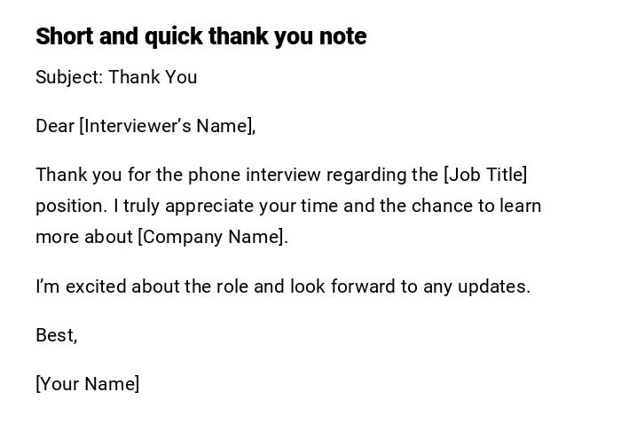 Short and quick thank you note Short and quick thank you note