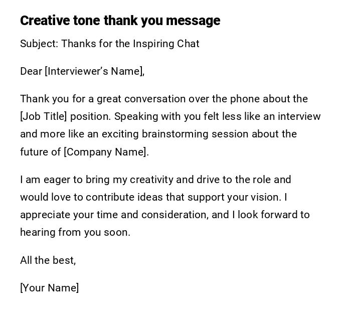 Creative tone thank you message Creative tone thank you message