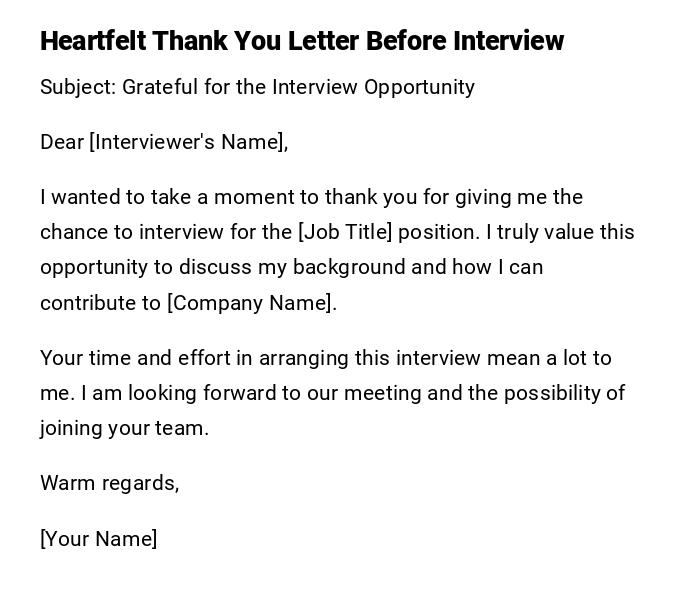 Heartfelt Thank You Letter Before Interview Heartfelt Thank You Letter Before Interview
