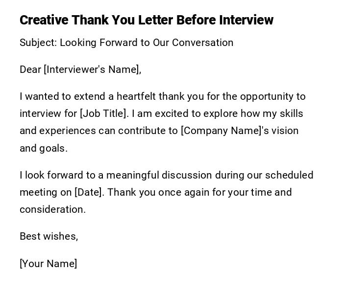 Creative Thank You Letter Before Interview Creative Thank You Letter Before Interview