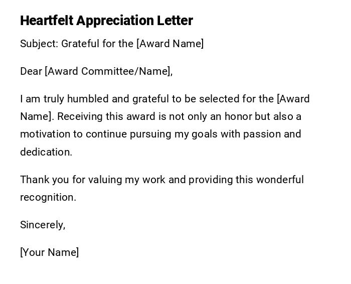 Heartfelt Appreciation Letter