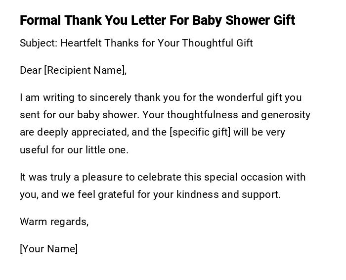 Formal Thank You Letter For Baby Shower Gift Formal Thank You Letter For Baby Shower Gift