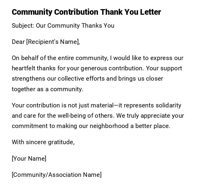 Community Contribution Thank You Letter Community Contribution Thank You Letter