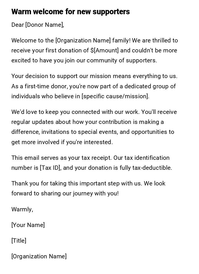 Warm welcome for new supporters