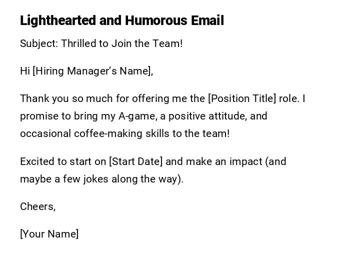 Lighthearted and Humorous Email Lighthearted and Humorous Email