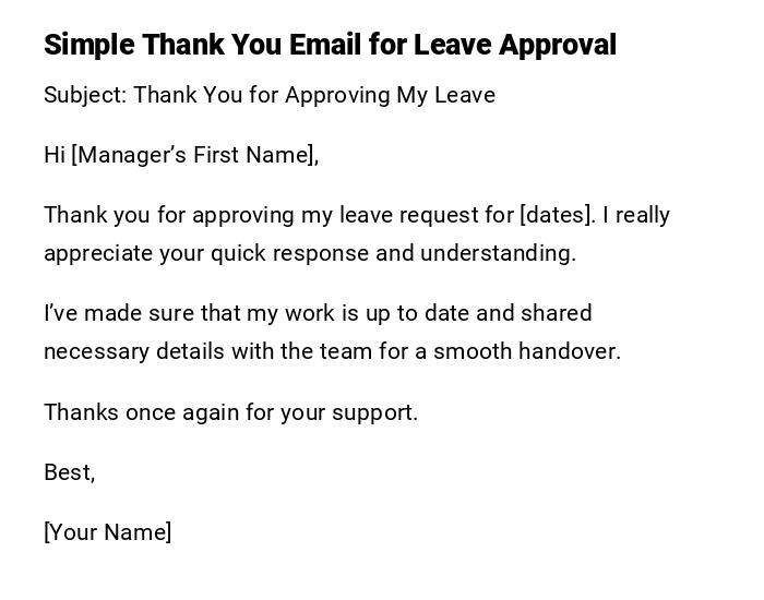 Simple Thank You Email for Leave Approval Simple Thank You Email for Leave Approval