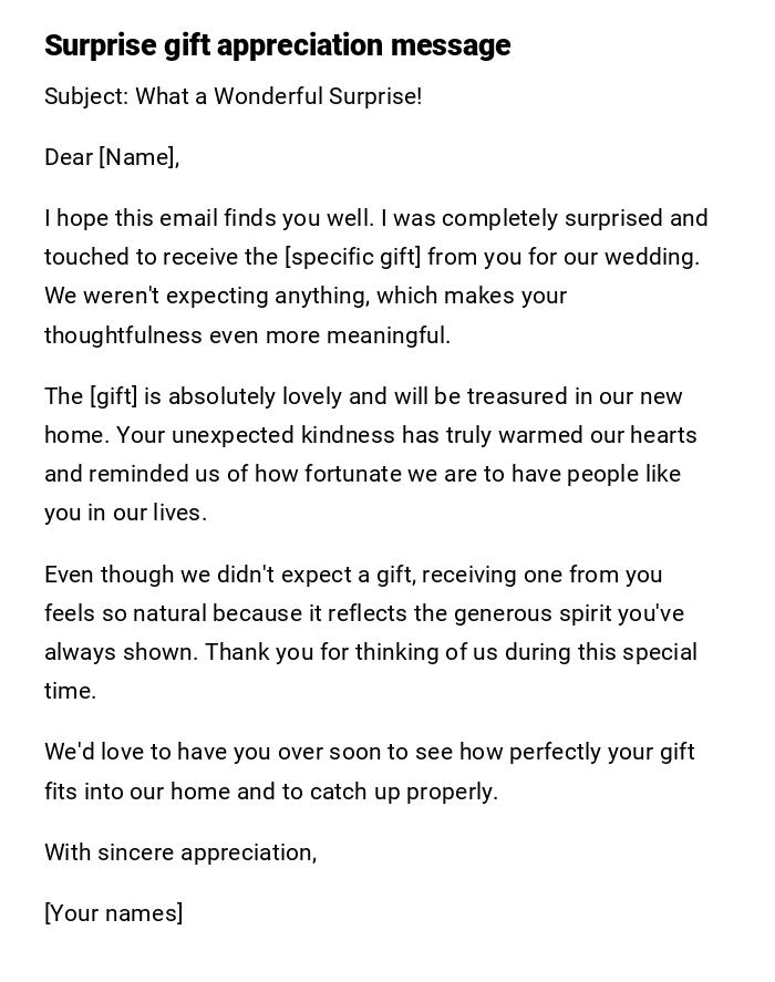 Surprise gift appreciation message Surprise gift appreciation message