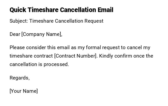 Quick Timeshare Cancellation Email