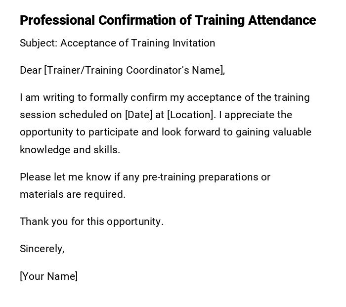 Professional Confirmation of Training Attendance Professional Confirmation of Training Attendance