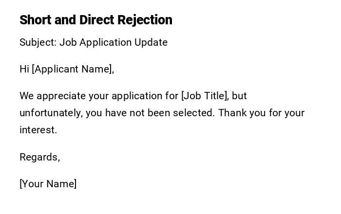 Short and Direct Rejection Short and Direct Rejection