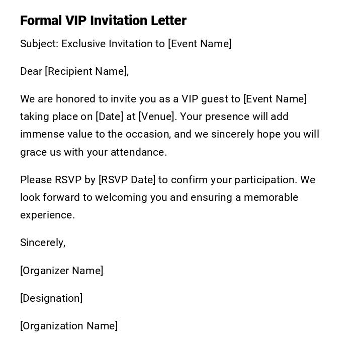 Formal VIP Invitation Letter Formal VIP Invitation Letter