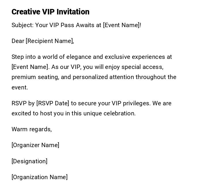 Creative VIP Invitation Creative VIP Invitation