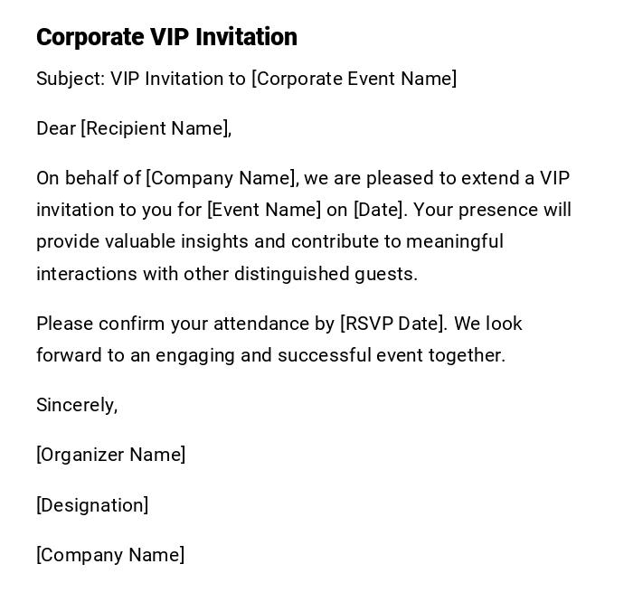 Corporate VIP Invitation Corporate VIP Invitation