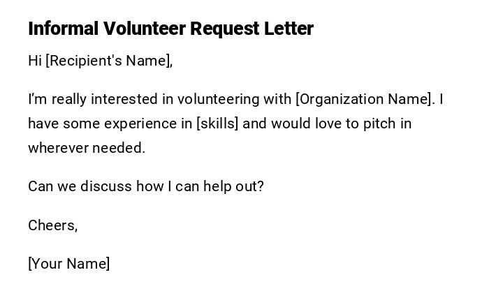 Informal Volunteer Request Letter Informal Volunteer Request Letter