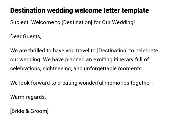 Destination wedding welcome letter template Destination wedding welcome letter template