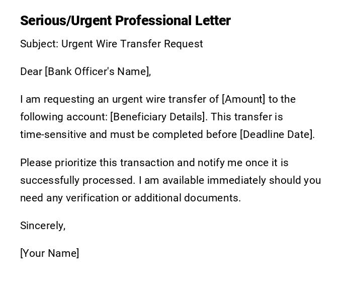 Serious/Urgent Professional Letter Serious/Urgent Professional Letter