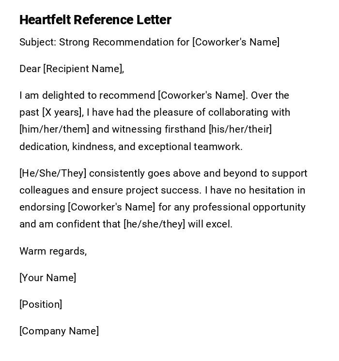 Heartfelt Reference Letter