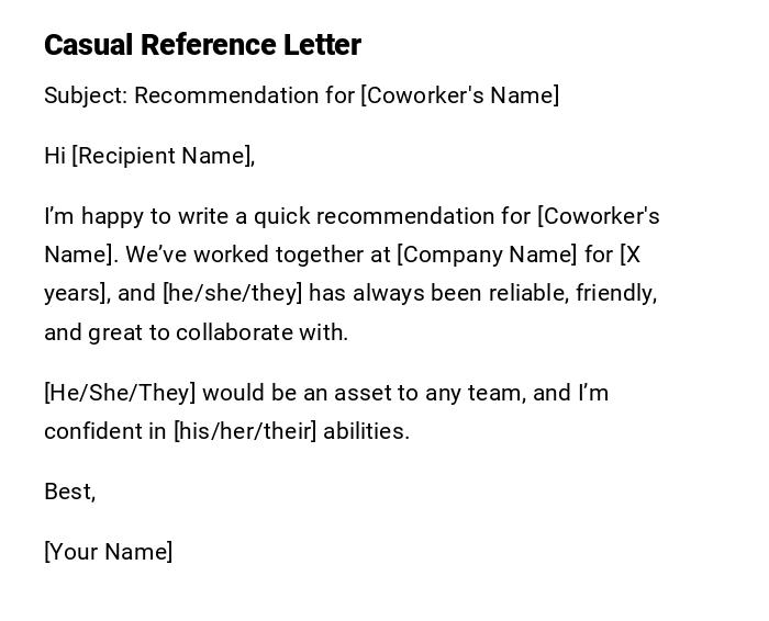 Casual Reference Letter