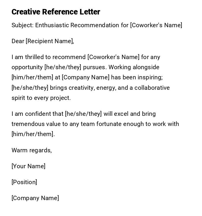 Creative Reference Letter